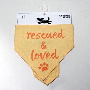 Kirkland Dog Bandana Rescued and Loved Small yellow orange scarf